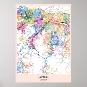 Affiche Carte de la ville de Caracas Venezuela