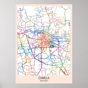 Affiche Carte de la ville de Cumilla Bangladesh