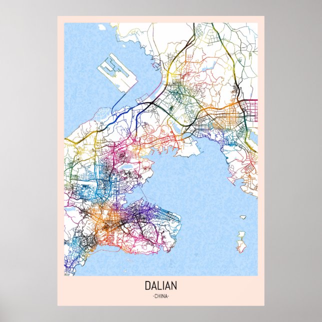 Affiche Carte de la ville de Dalian (Devant)