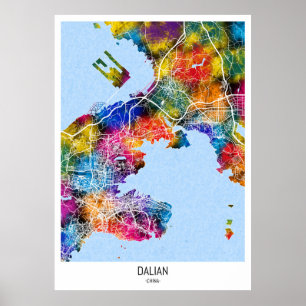 Affiche Carte de la ville de Dalian