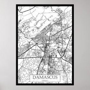 Affiche Carte de la ville de Damas Syrie