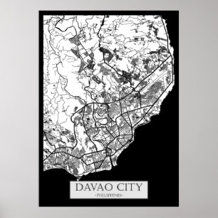 Affiche Carte de la ville de Davao City Philippines