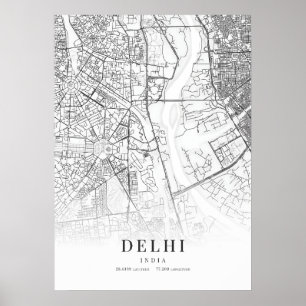 Affiche Carte de la ville de Delhi