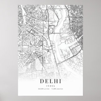 Affiche Carte de la ville de Delhi