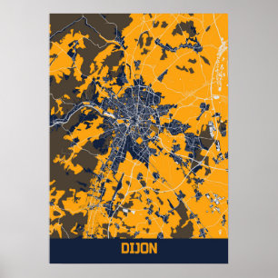 Affiche Carte de la ville de Dijon - France Bluefresh