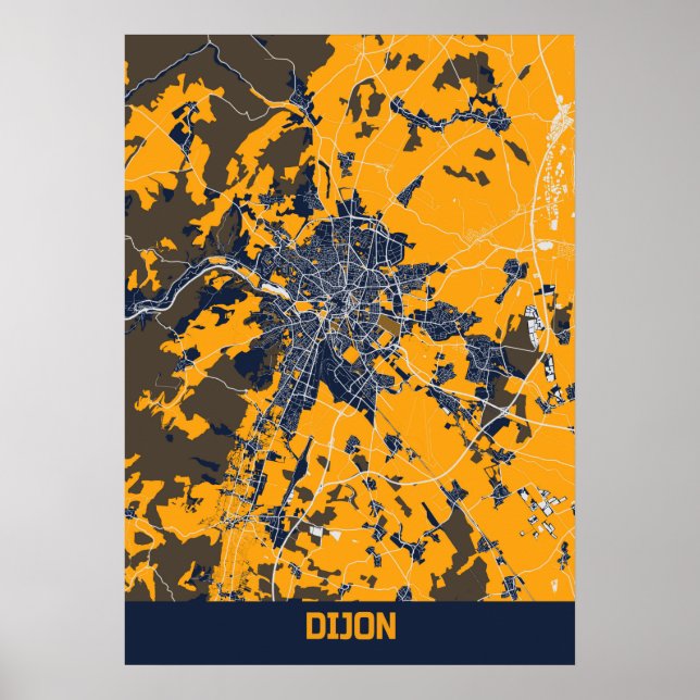 Affiche Carte de la ville de Dijon - France Bluefresh (Devant)