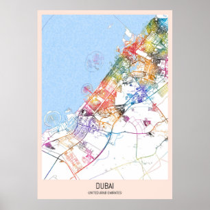 Affiche Carte de la ville de Dubaï