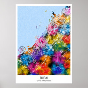 Affiche Carte de la ville de Dubaï