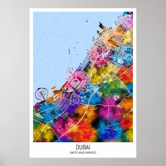 Affiche Carte de la ville de Dubaï (Devant)