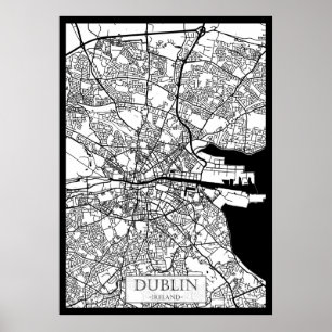 Affiche Carte de la ville de Dublin Irlande