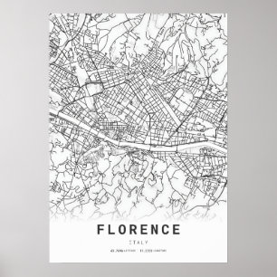 Affiche Carte de la ville de Florence