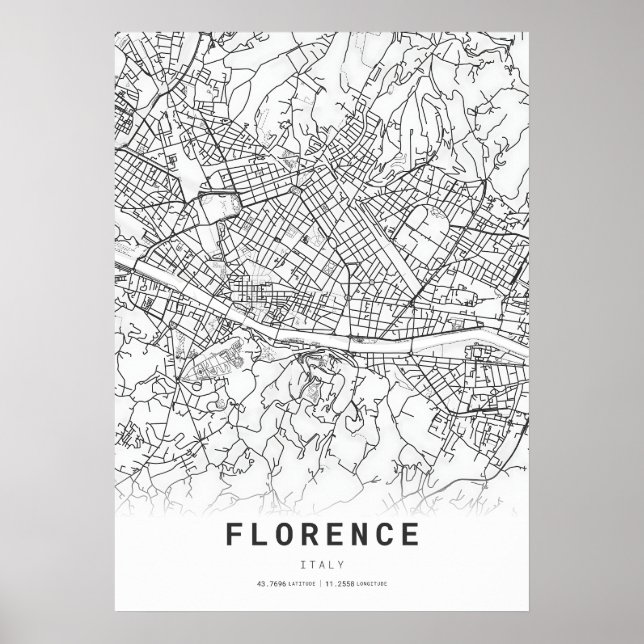 Affiche Carte de la ville de Florence (Devant)