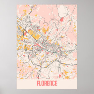 Affiche Carte de la ville de Florence - Italie Chalk