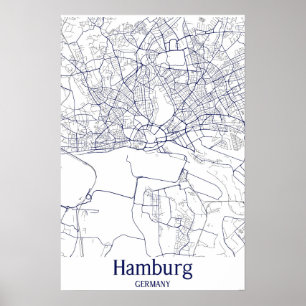 Affiche Carte de la ville de Hambourg Allemagne