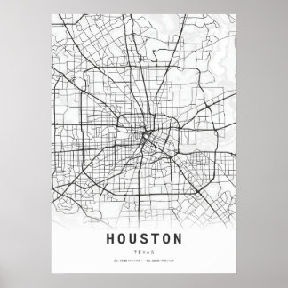 Affiche Carte de la ville de Houston