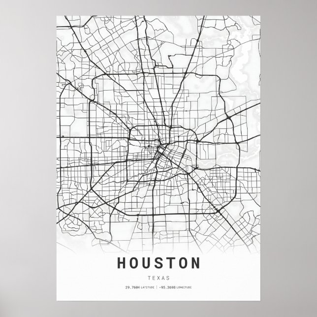 Affiche Carte de la ville de Houston (Devant)