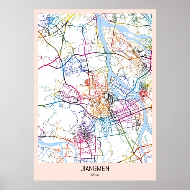 Affiche Carte de la ville de Jiangmen (Devant)