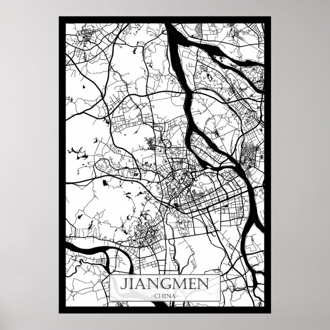 Affiche Carte de la ville de Jiangmen Chine (Devant)