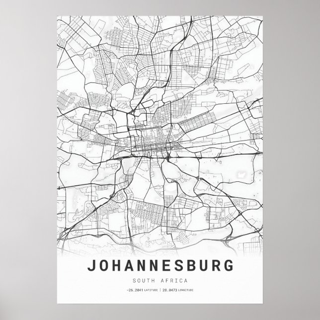 Affiche Carte de la ville de Johannesburg (Devant)