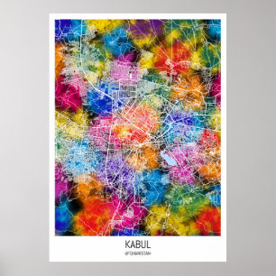 Affiche Carte de la ville de Kaboul