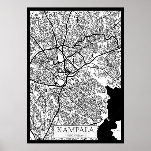 Affiche Carte de la ville de Kampala Ouganda (Devant)