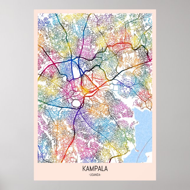 Affiche Carte de la ville de Kampala Ouganda (Devant)