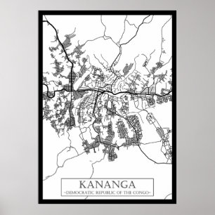 Affiche Carte de la ville de Kananga République démocratiq