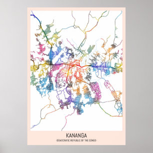 Affiche Carte de la ville de Kananga République démocratiq