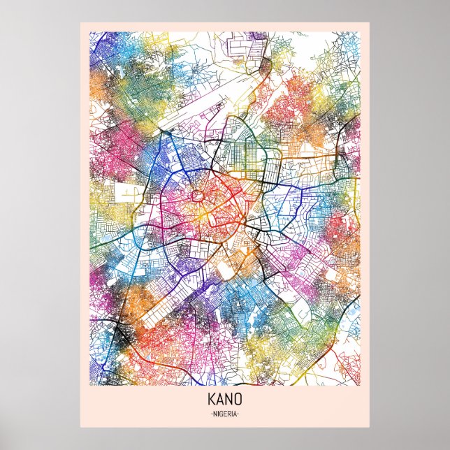 Affiche Carte de la ville de Kano Nigeria (Devant)