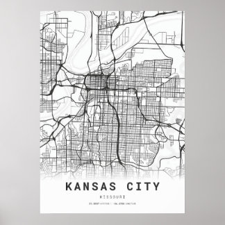 Affiche Carte de la ville de Kansas
