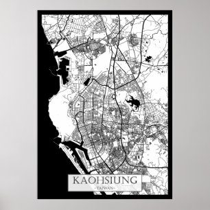 Affiche Carte de la ville de Kaohsiung Taïwan