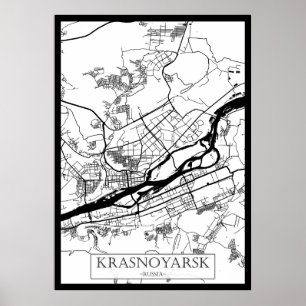Affiche Carte de la ville de Krasnoïarsk Russie
