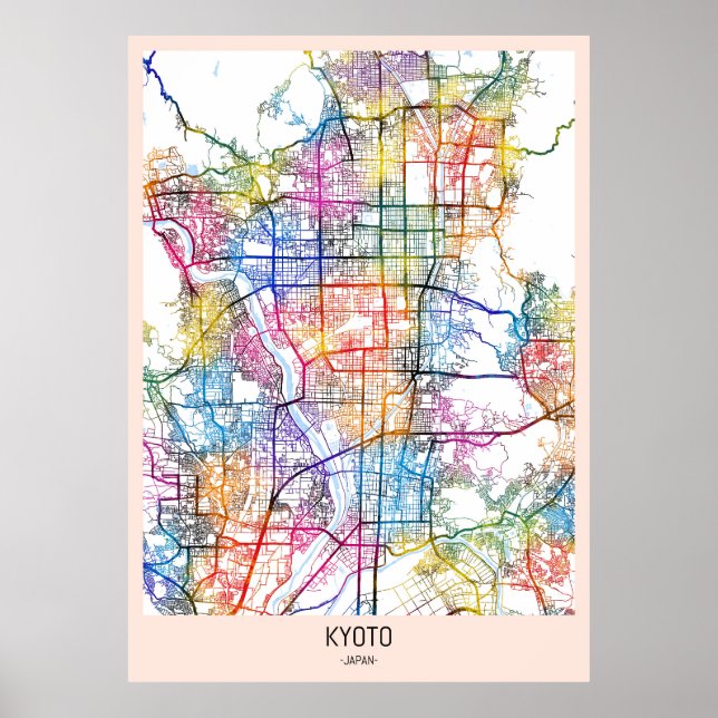 Affiche Carte de la ville de Kyoto (Devant)