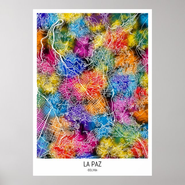 Affiche Carte de la ville de La Paz (Devant)
