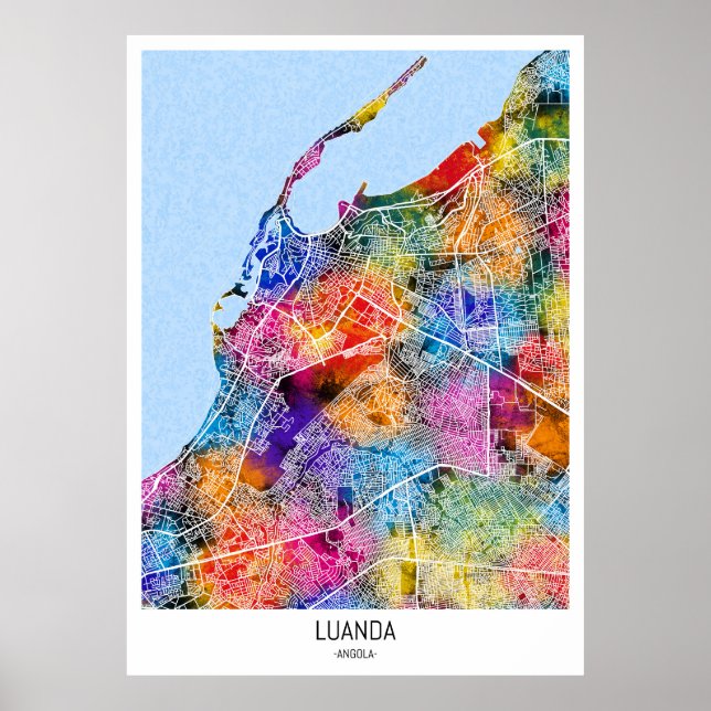 Affiche Carte de la ville de Luanda Angola (Devant)