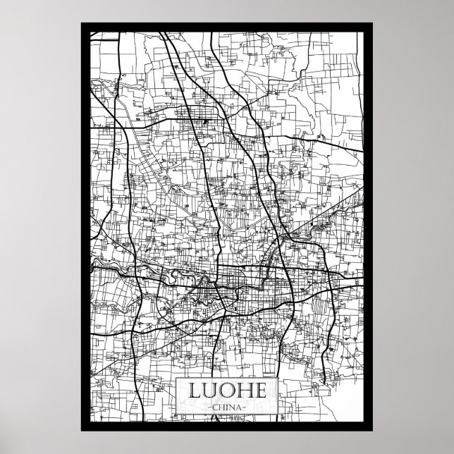 Affiche Carte de la ville de Luohe Chine (Devant)