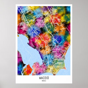 Affiche Carte de la ville de Maceió Brésil