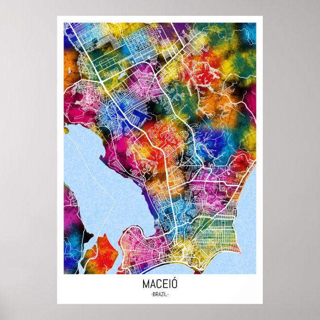 Affiche Carte de la ville de Maceió Brésil (Devant)