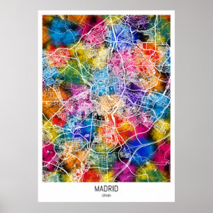 Affiche Carte de la ville de Madrid