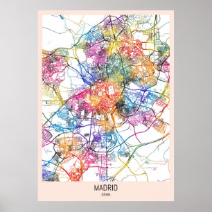 Affiche Carte de la ville de Madrid