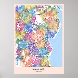 Affiche Carte de la ville de Maracaibo Venezuela
