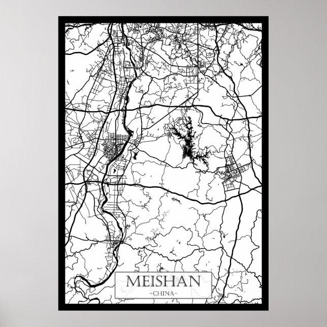 Affiche Carte de la ville de Meishan Chine (Devant)