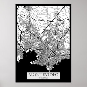 Affiche Carte de la ville de Montevideo Uruguay