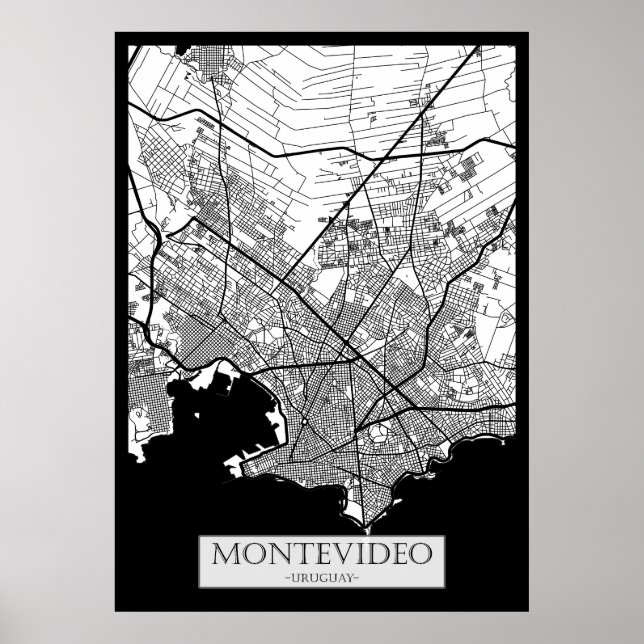 Affiche Carte de la ville de Montevideo Uruguay (Devant)