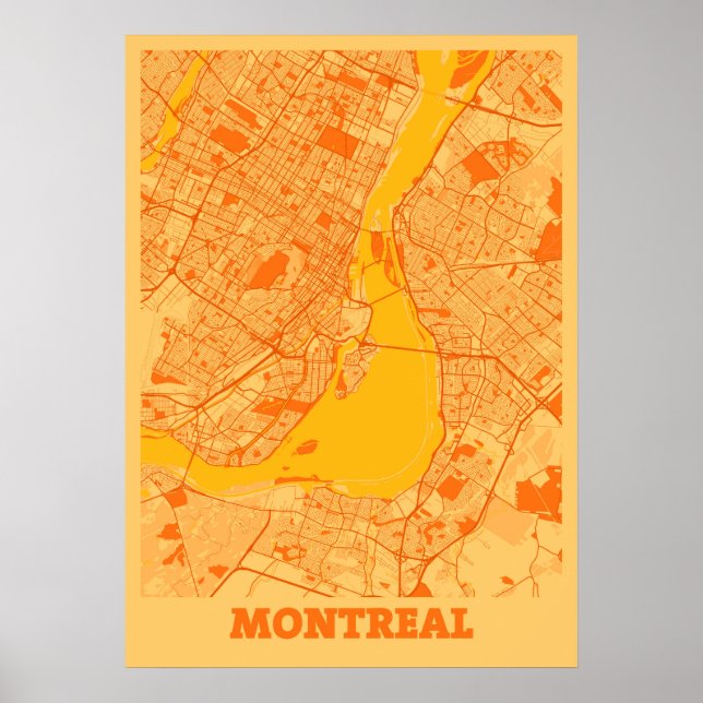 Affiche Carte de la ville de Montréal - Canada Sunset (Devant)