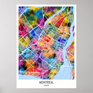 Affiche Carte de la ville de Montréal Québec