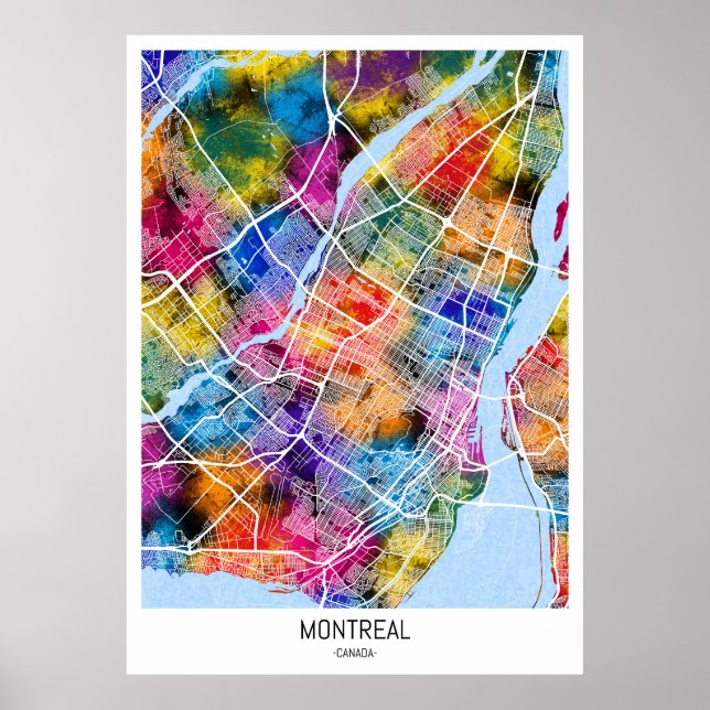 Affiche Carte de la ville de Montréal Québec (Devant)