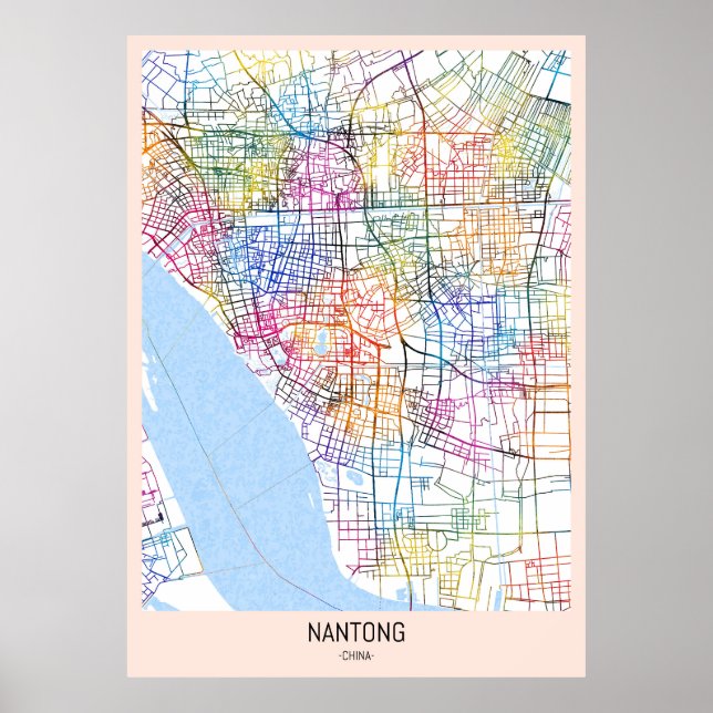 Affiche Carte de la ville de Nantong (Devant)