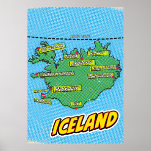 Affiche Carte de la ville de New York illustrée par Pop Ar