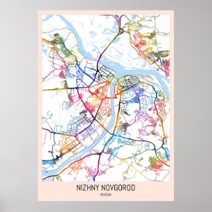 Affiche Carte de la ville de Nijni Novgorod Russie
